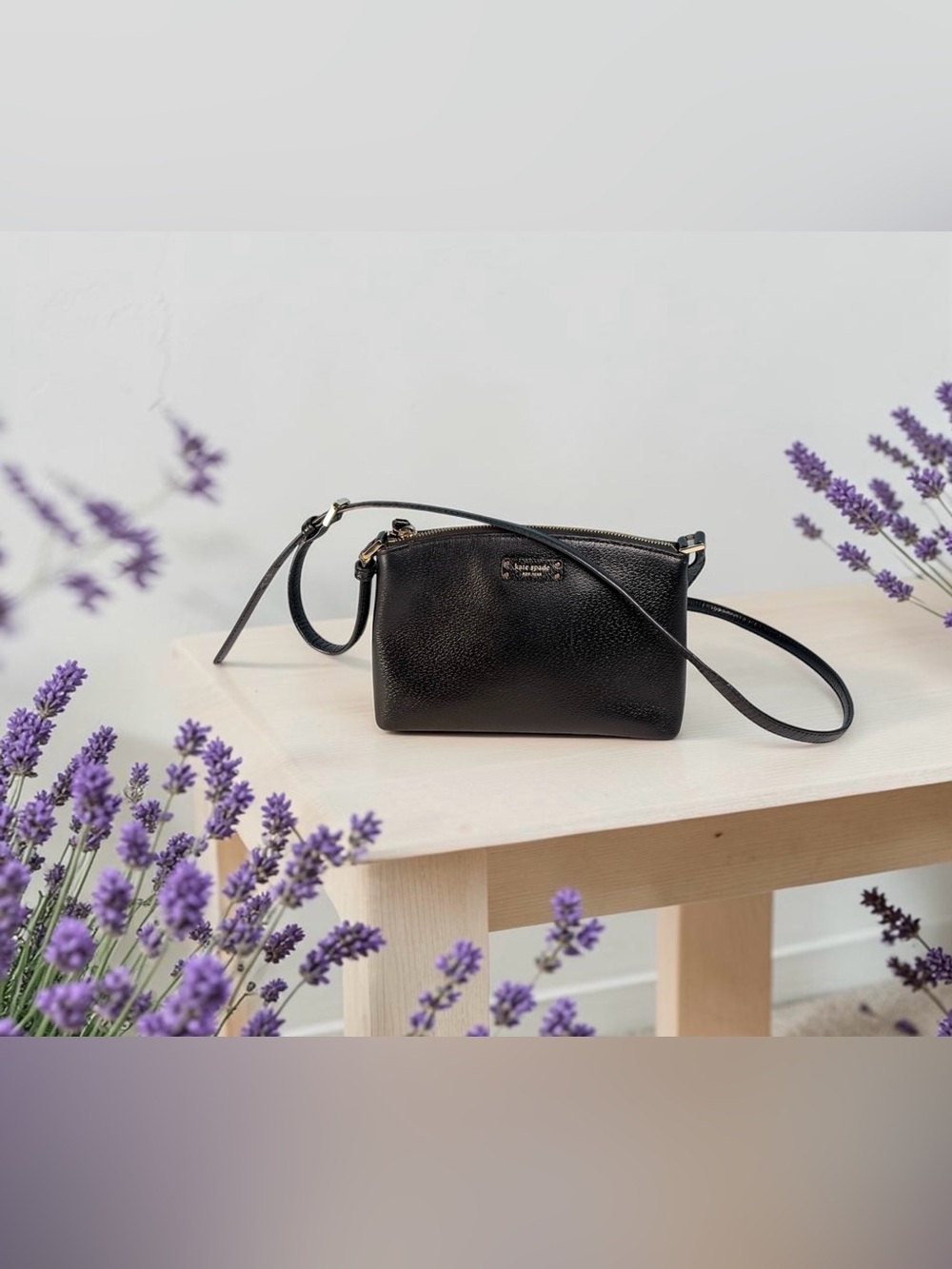 KATE SPADE NEW YORK JEANNE BLACK PEBBLED LEATHER CROSSBODY BAG